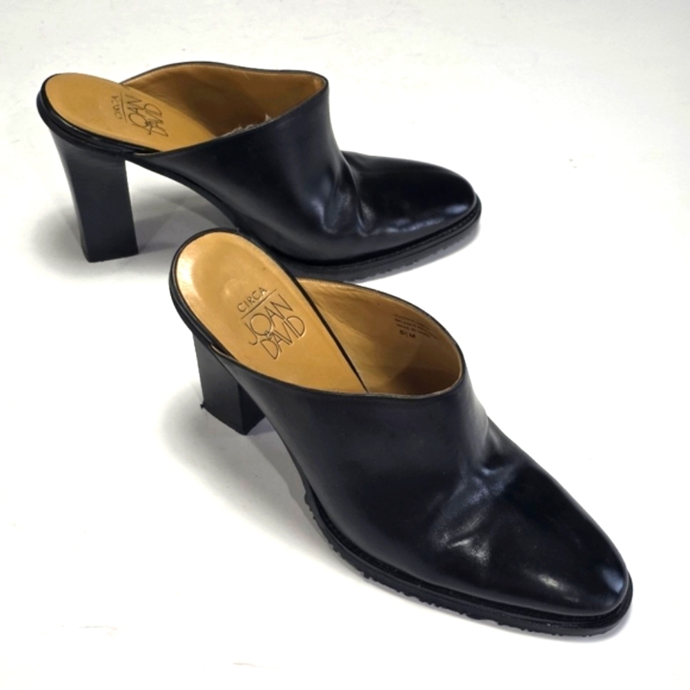 Black Leather Mules by Joan & David Size 8.5M